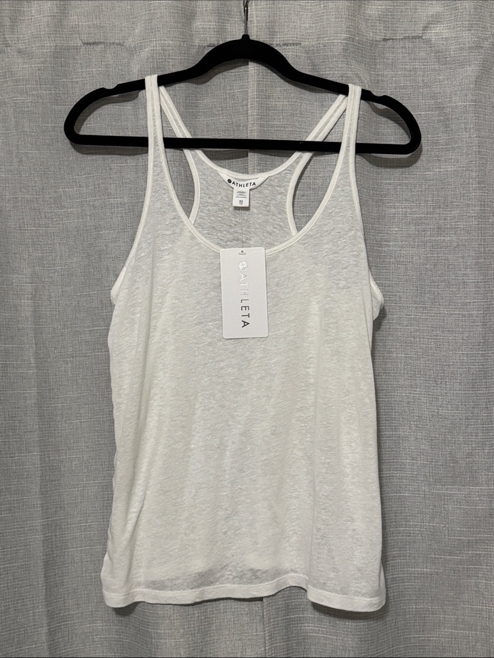 NWT Athleta Getaway Camisole Tank-Sz xs-White-Linen/Tencel Blend-Sheer